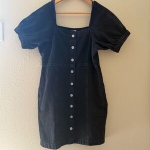Levi's Black Denim Mini Dress with Puff Sleeves